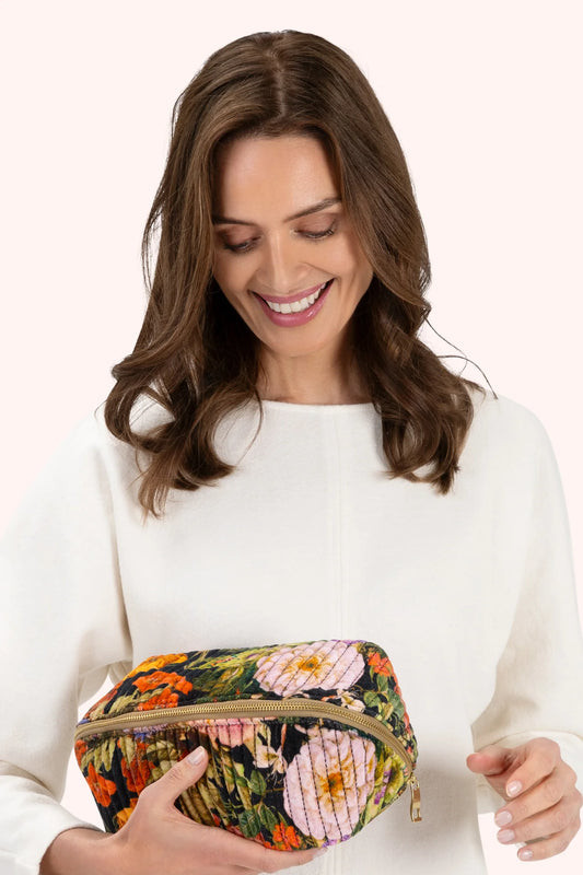 Quilted Make Up Bag Midnight Posy