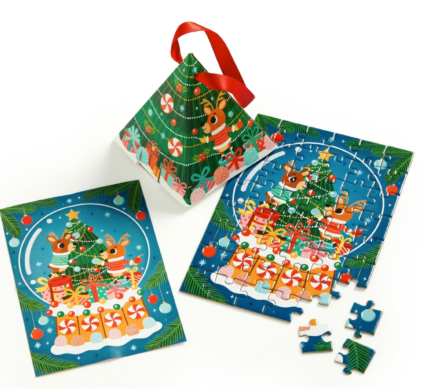 Reindeer Snowglobe 48 piece puzzle Ornament