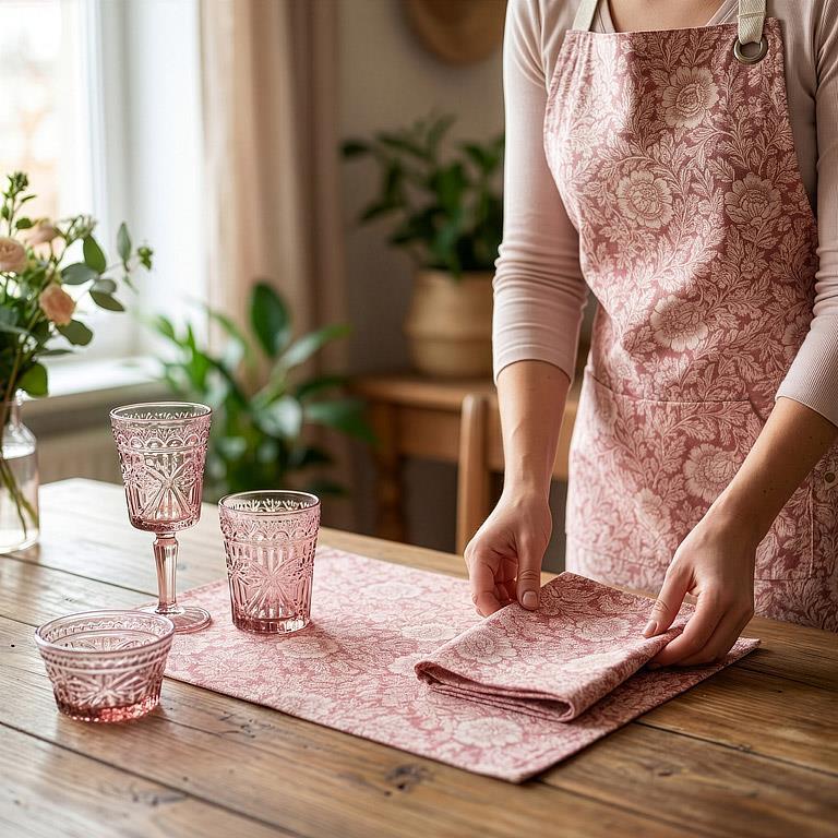 Pink Rose Jacquard Apron