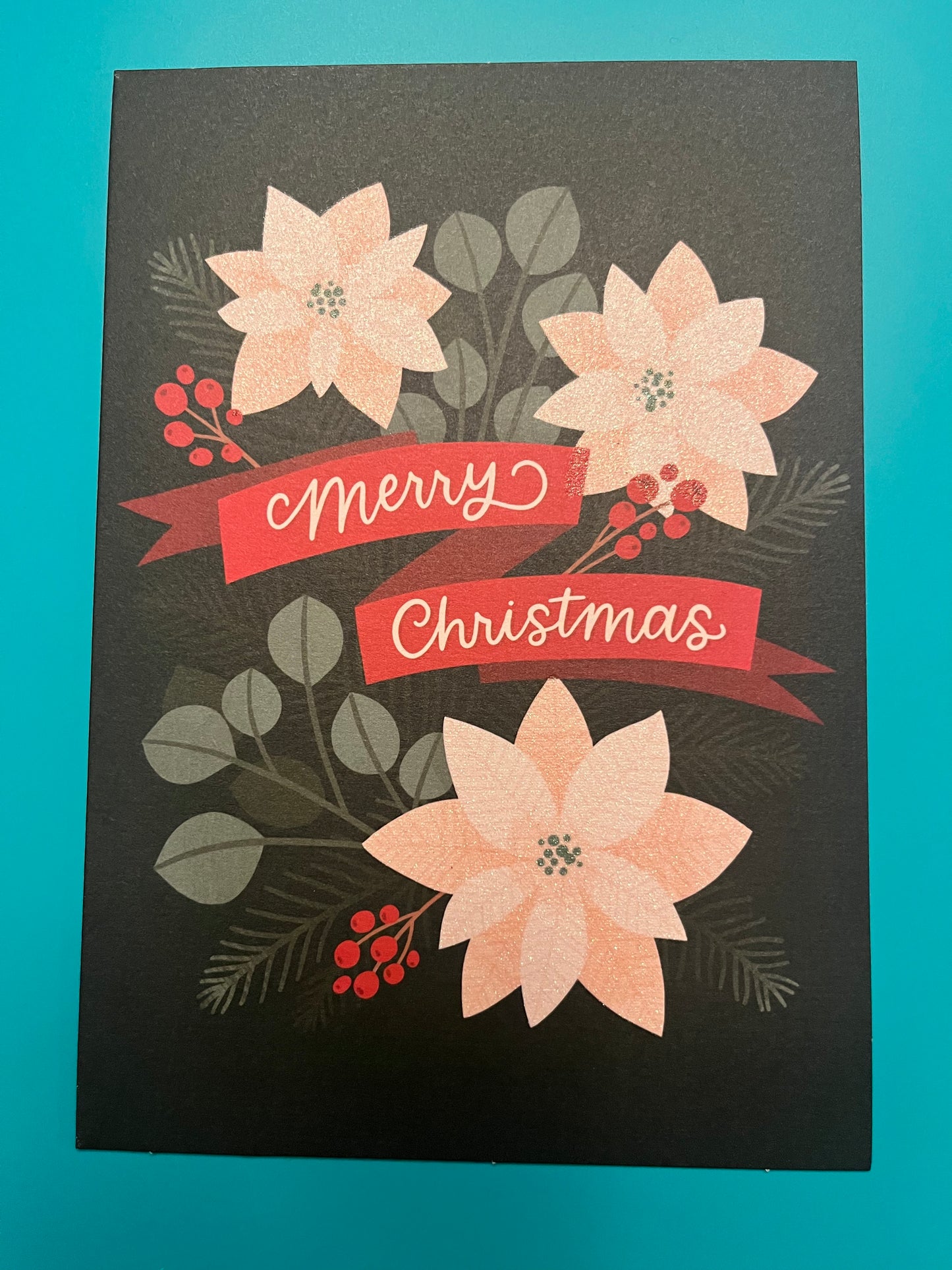 Poinsetta Banner Holiday Greeting Card