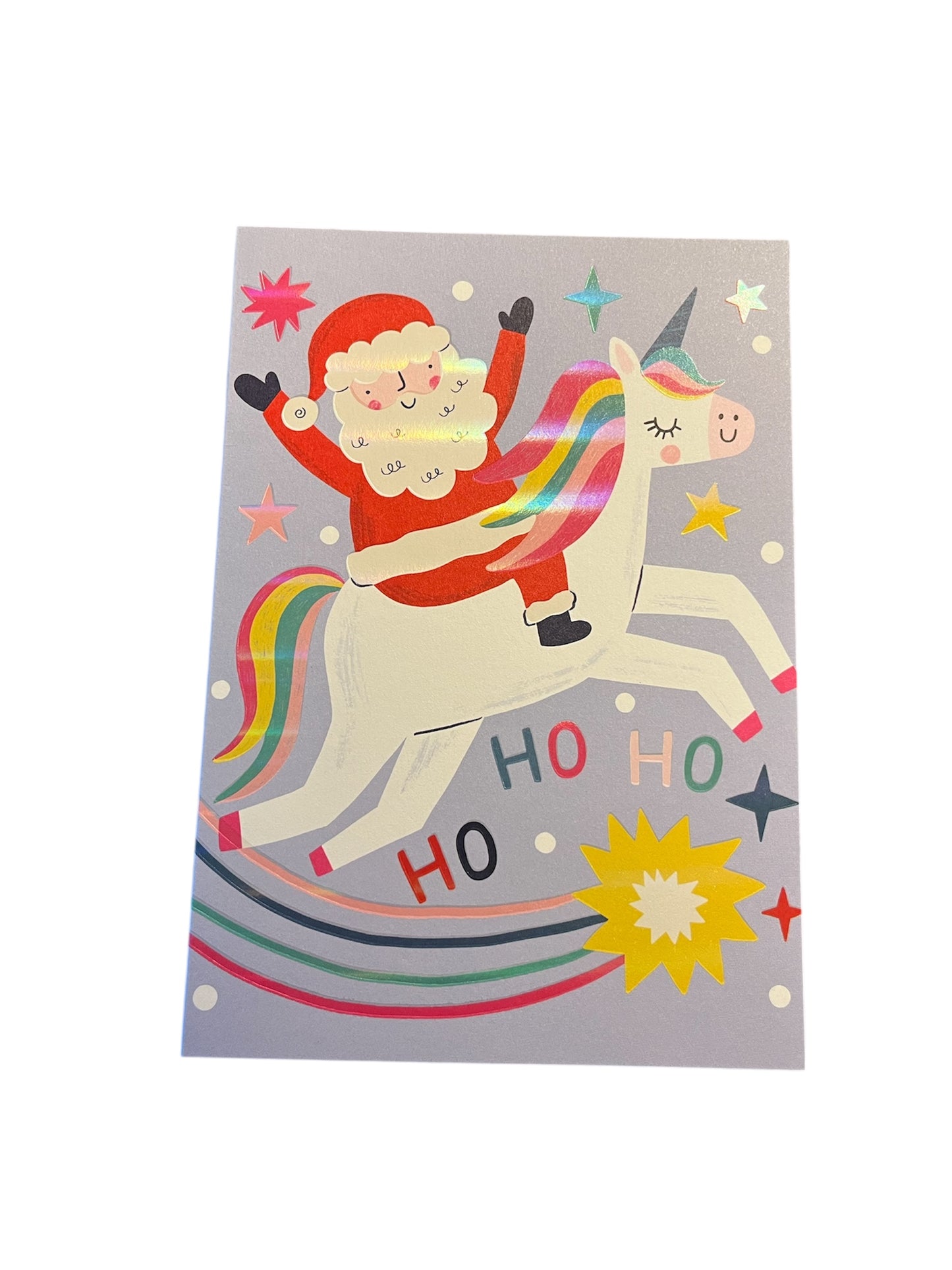 Santa and Unicorn Holiday Greeting Card