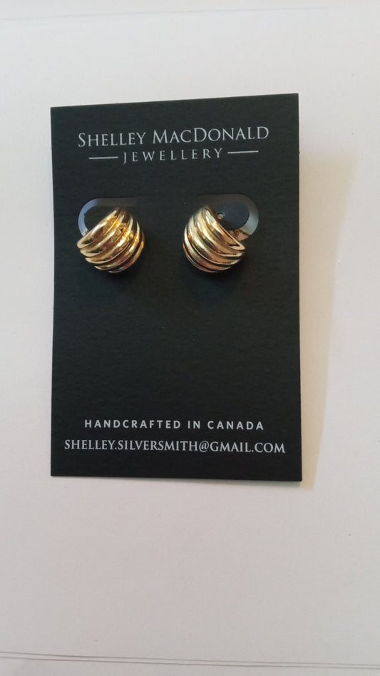 Shell Stud Hoop Earrings Gold Fill