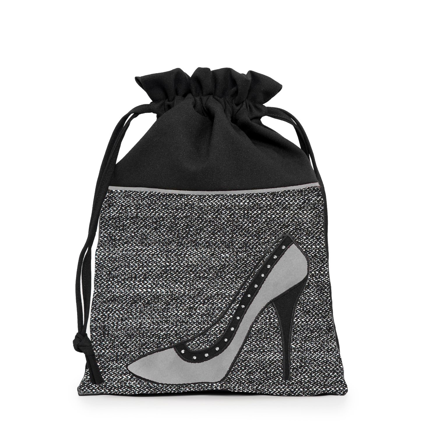 Shoe Bag with Studded High Heel