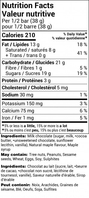 Un goût du Canada Barre de lait à l'érable