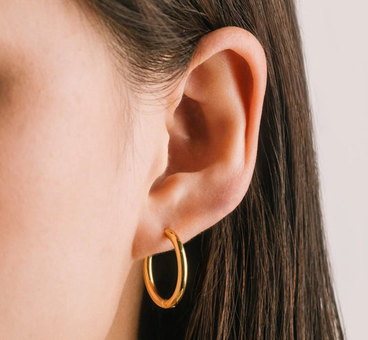Gold Tube Hoop Earring