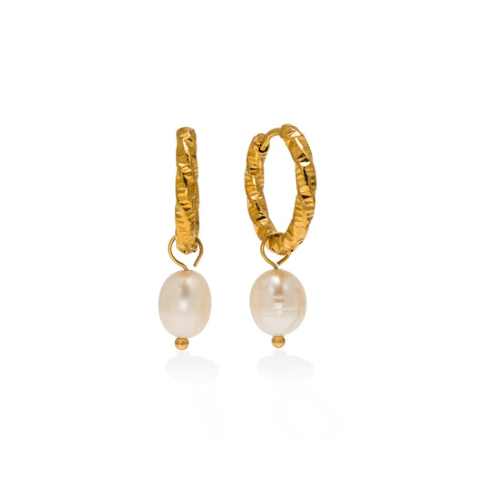 Venus Pearl Drop Hoop Earrings
