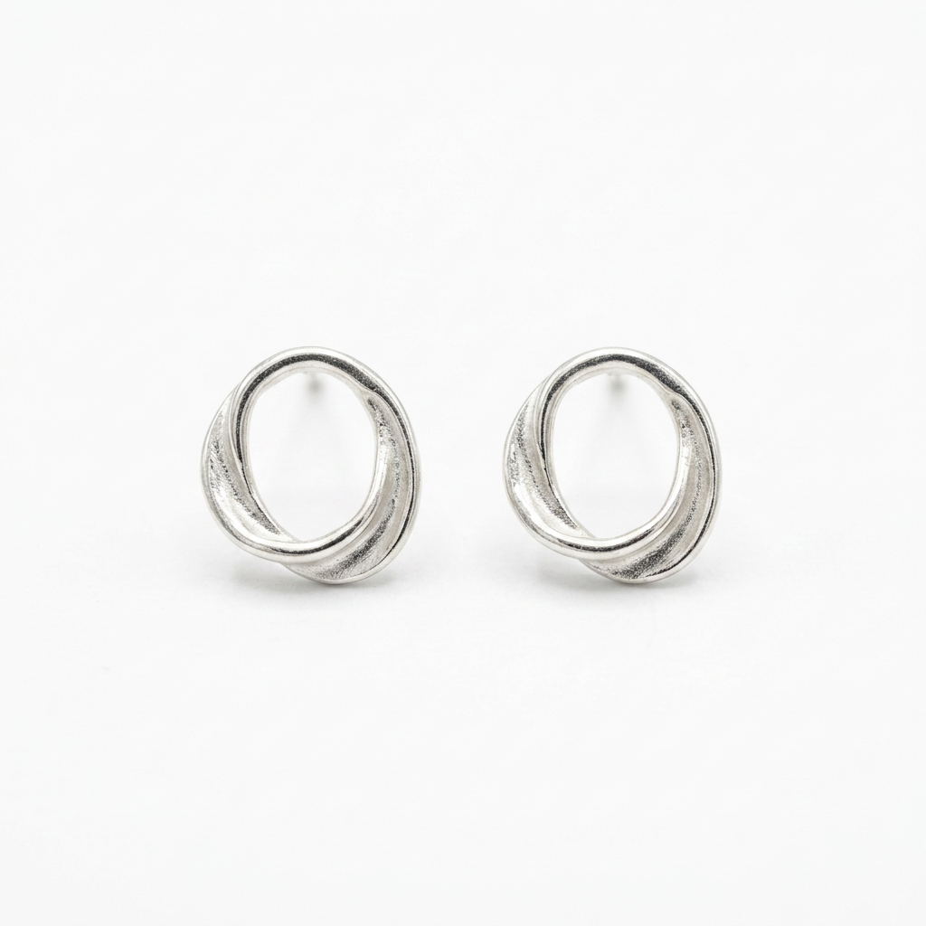 Cleaned-up folded open stud earrings photo