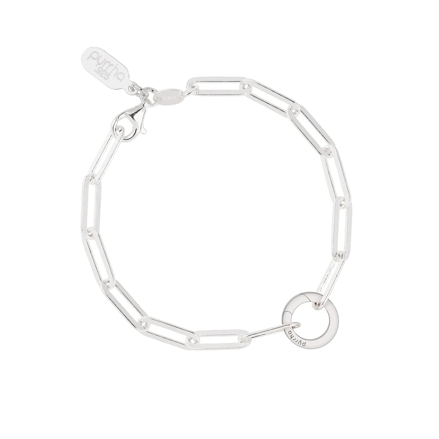 Bright Silver Large Paperclip Chain Bracelet with Talisman Clip