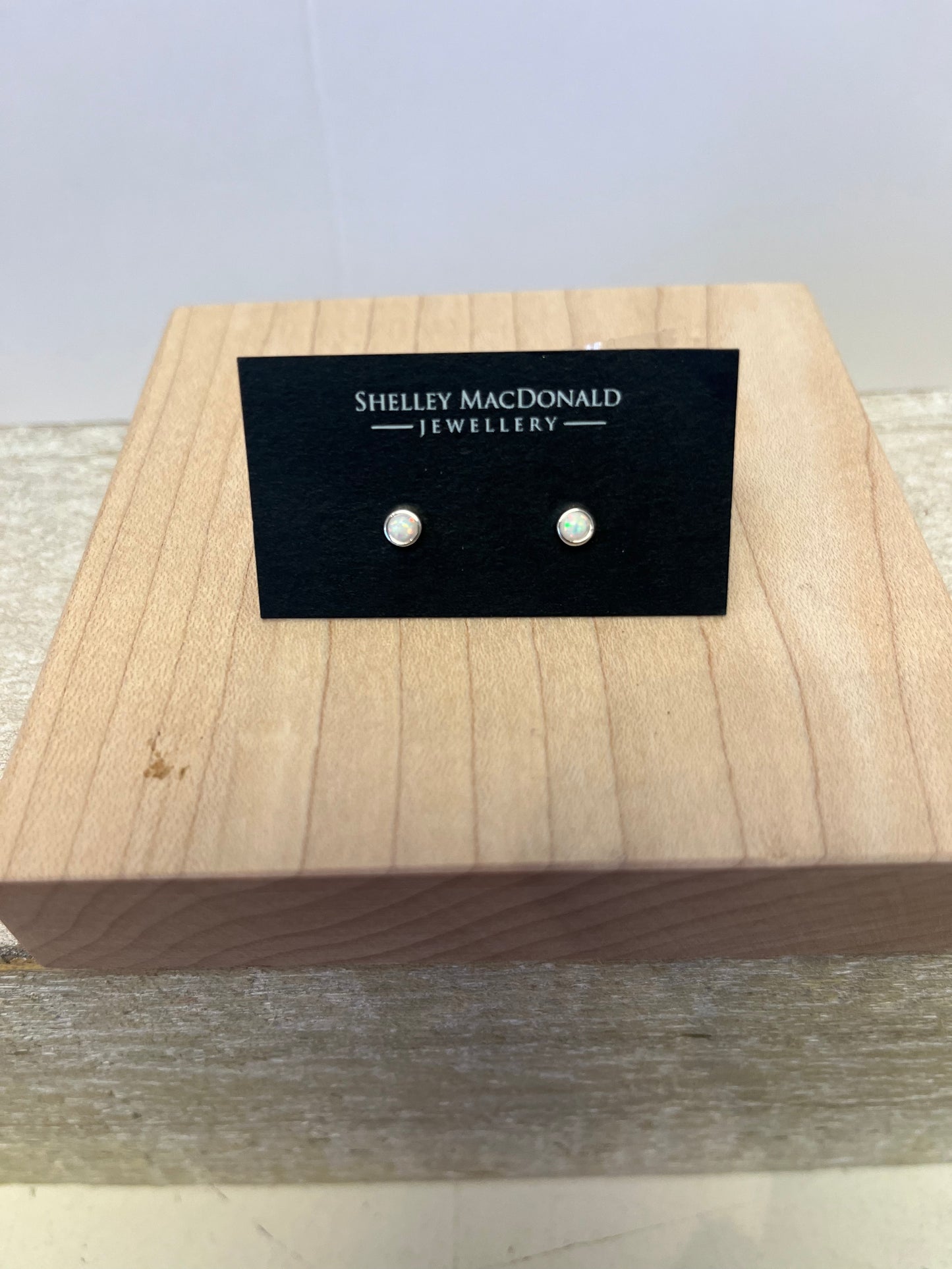 Small Opal Silver Stud Earrings