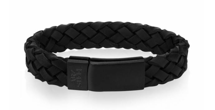Black Leather Bracelet size 9