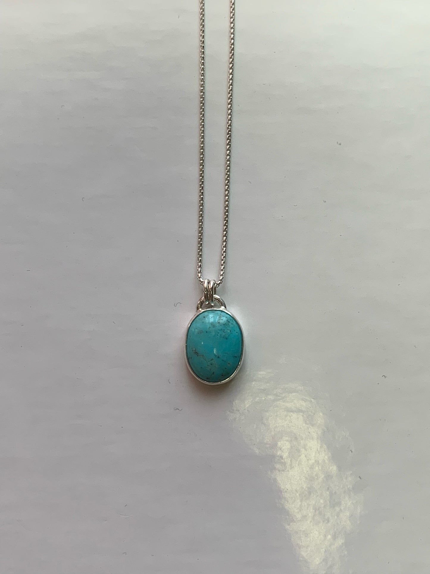 Collier Argent Ovale Turquoise Afghan