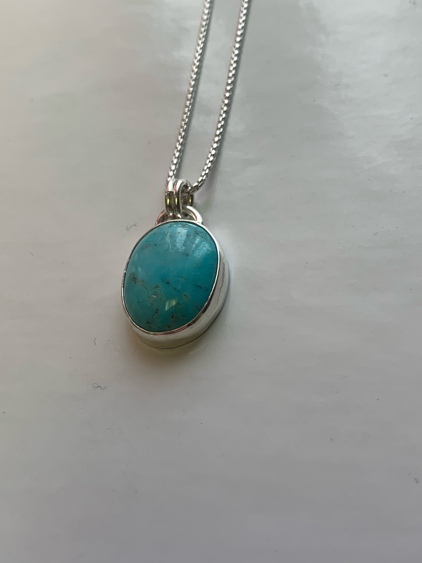 Collier Argent Ovale Turquoise Afghan