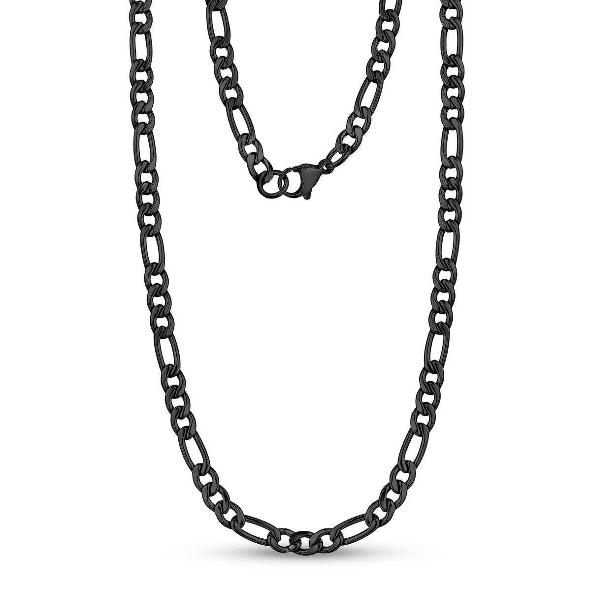 Black Figaro Link Steel Necklace