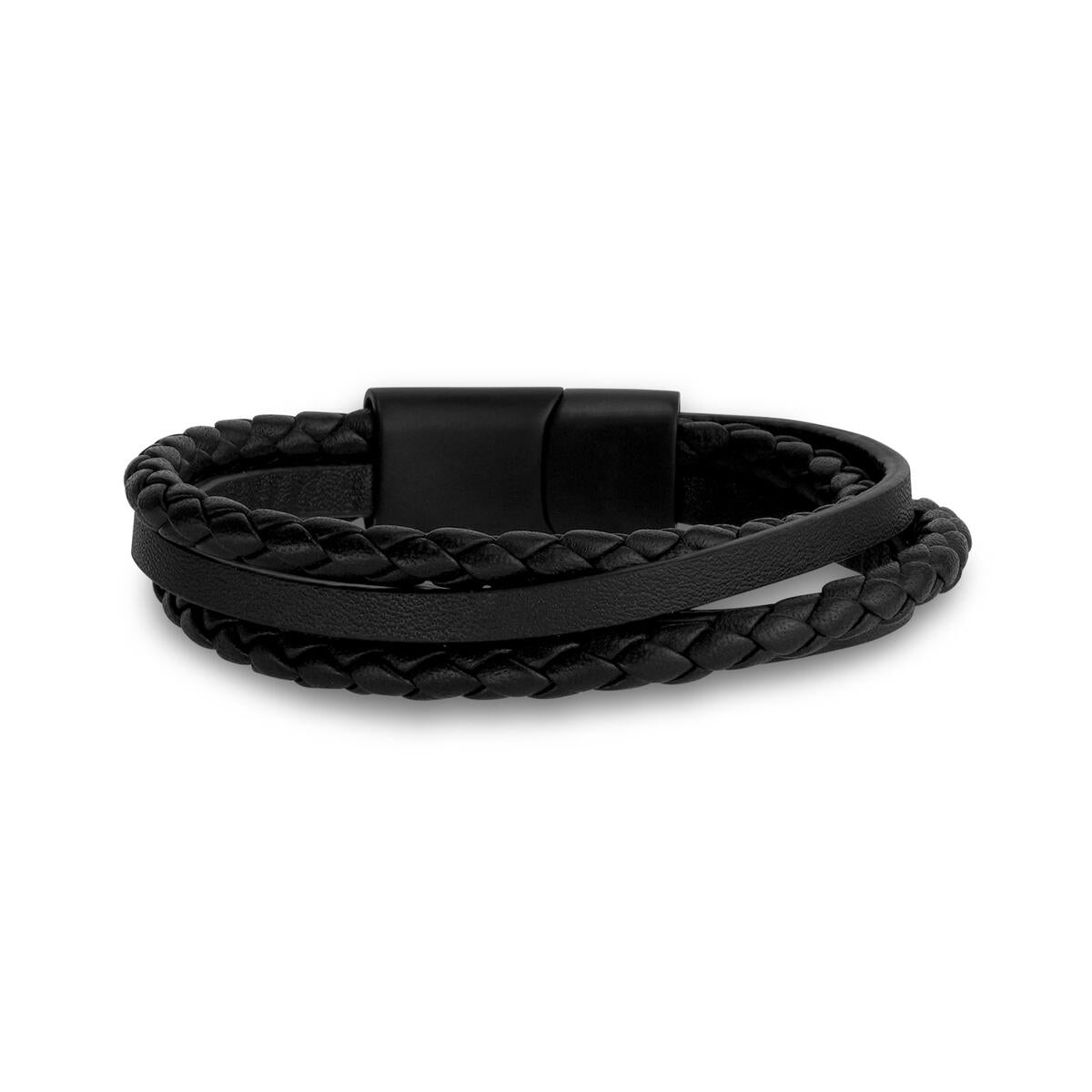 Multi Strand Leather Bracelet (Black Clasp)