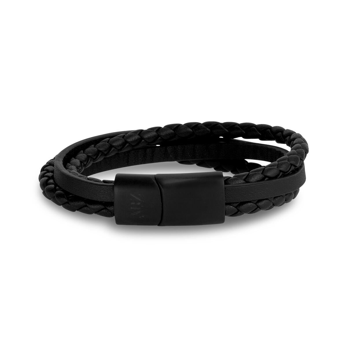 Multi Strand Leather Bracelet (Black Clasp)