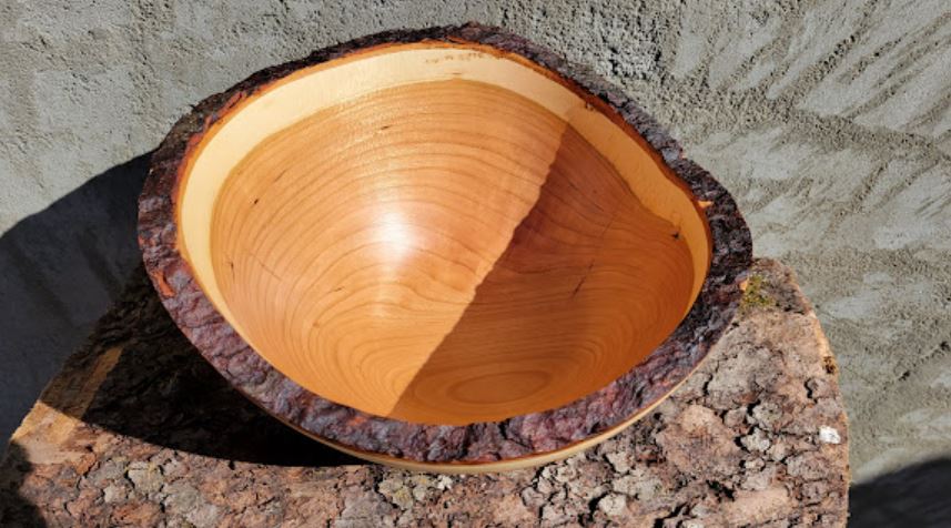 Cherry Wood Bowl with Live Edge
