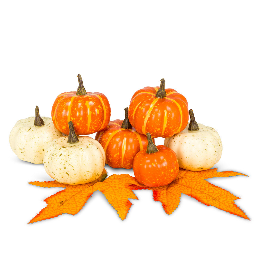 Pumpkins with Gourds and Leaves