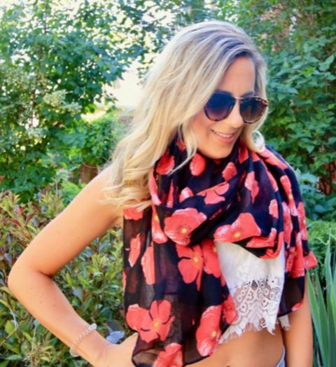 Red and Black Poppy Scarf
