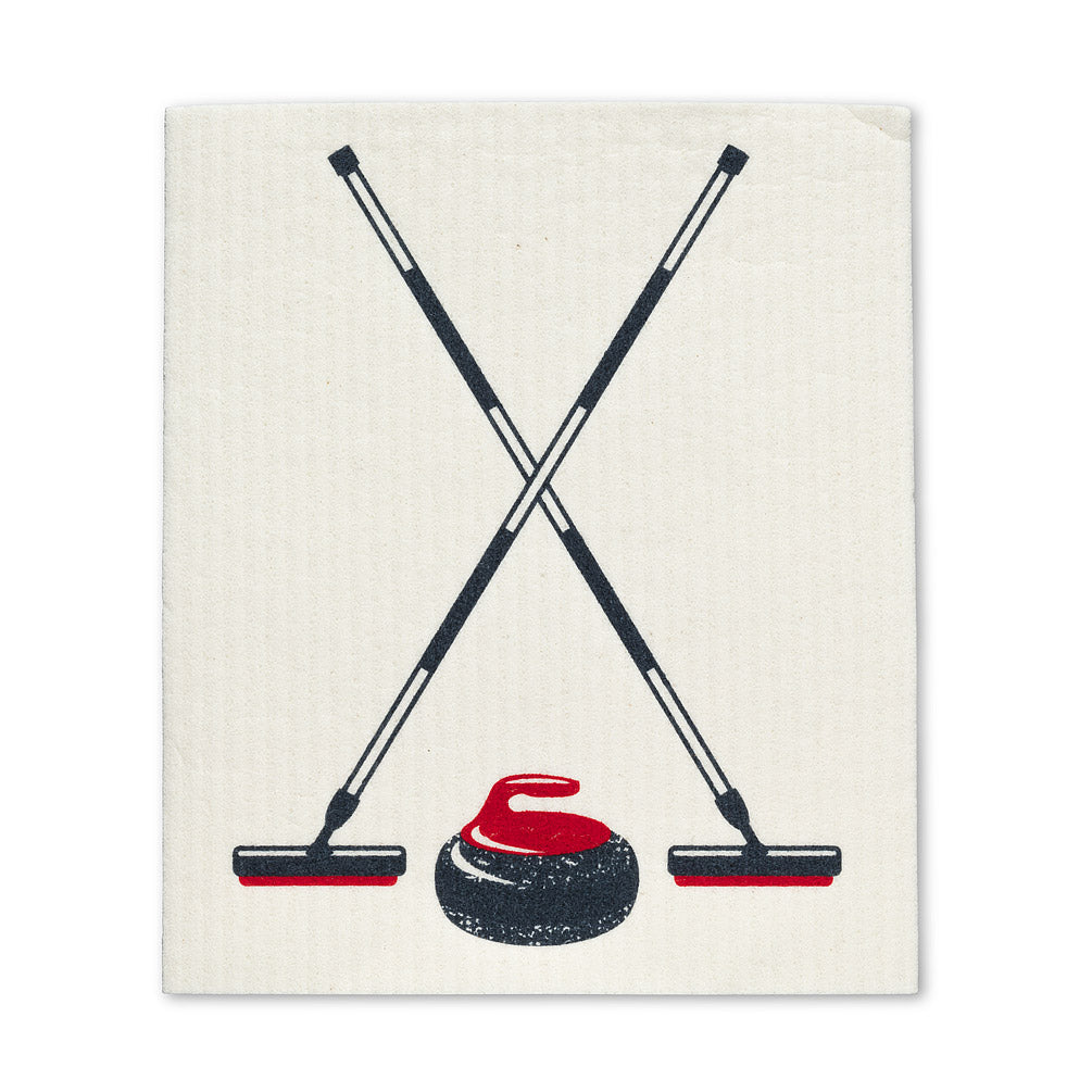 Curling Rock and Broom Dishcloths set of 2