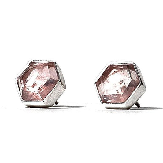 Boucles d'Oreilles Tige Abeille Quartz Rose