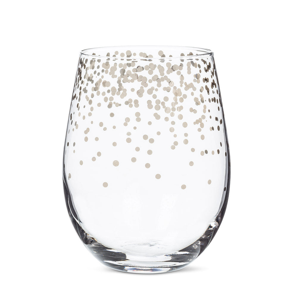 Stemless Wine Glass Silver Confetti