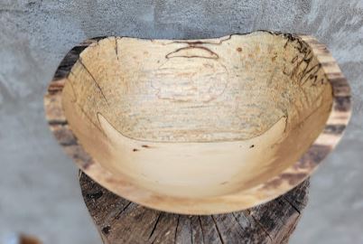 Spalted Sugar Maple Bowl with Natural Edge SM07