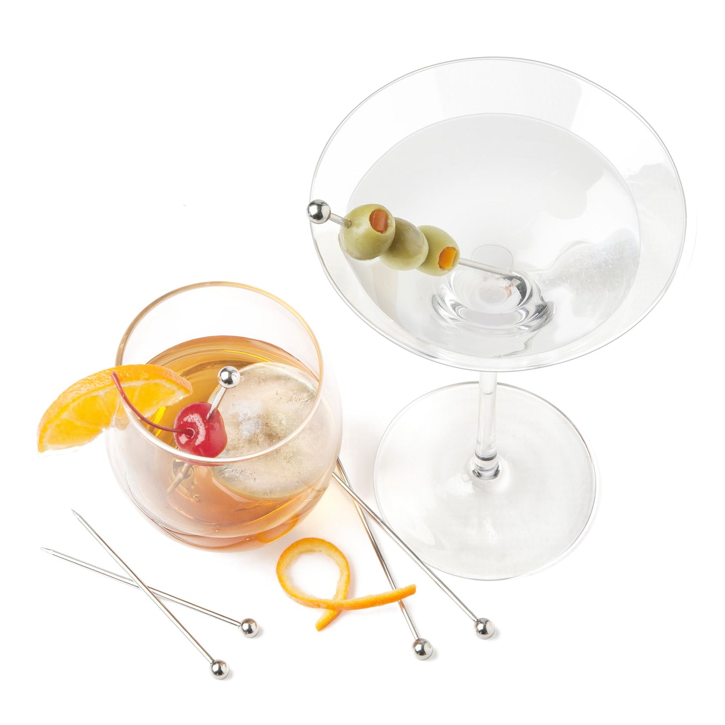 Lot de 6 pics à cocktail en acier inoxydable