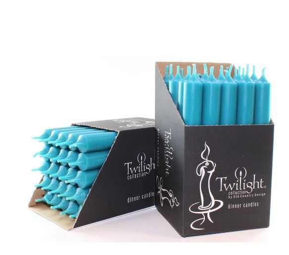 Twilight taper dinner candle turquoise