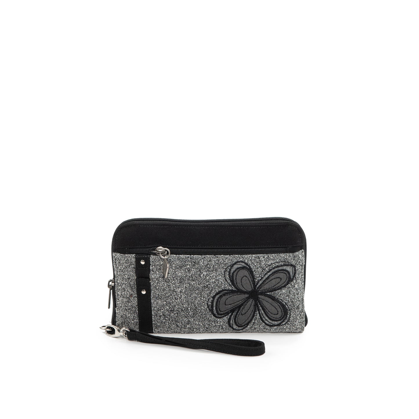 Wallet Purse with Flower Black
