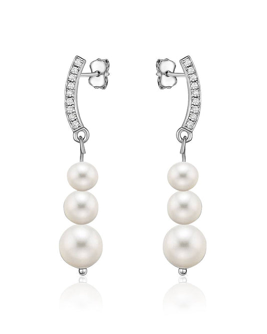 Dangling Freshwater pearls with cubic zirconia